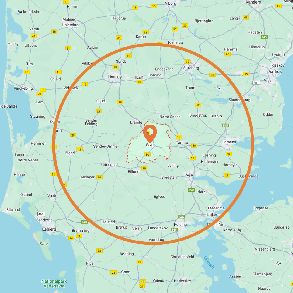 Kort over levering